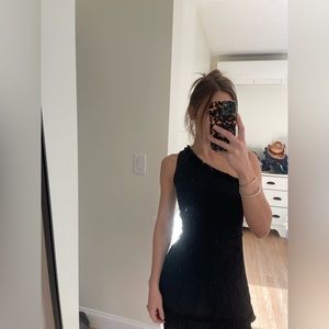 Black off the shoulder mini dress